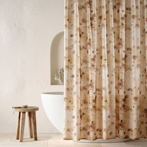 Casaluna - Linen Warm Washed Floral Shower Curtain - Casaluna Pink